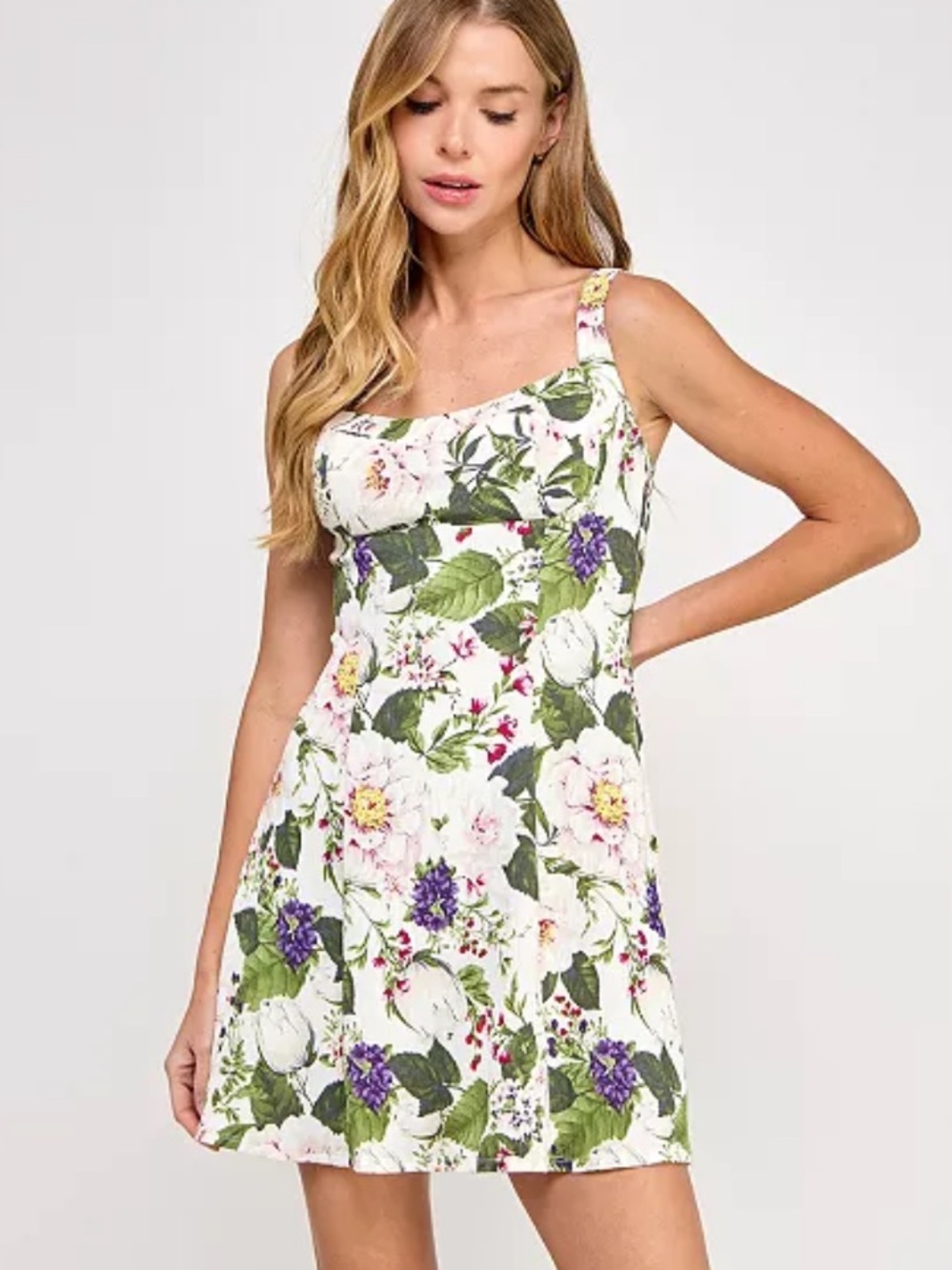 NWT Seni & Cade Floral Scoop Neck Sleeveless Mini Dress Size Medium